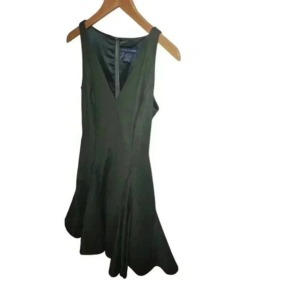 RL Sleeveless Asymetrical V Neck Swing Dress Tool Fern Green-Size 2 - Picture 5 of 16